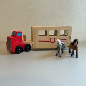 Melissa & Doug Horse Carrier Wooden Vehicle Play Set